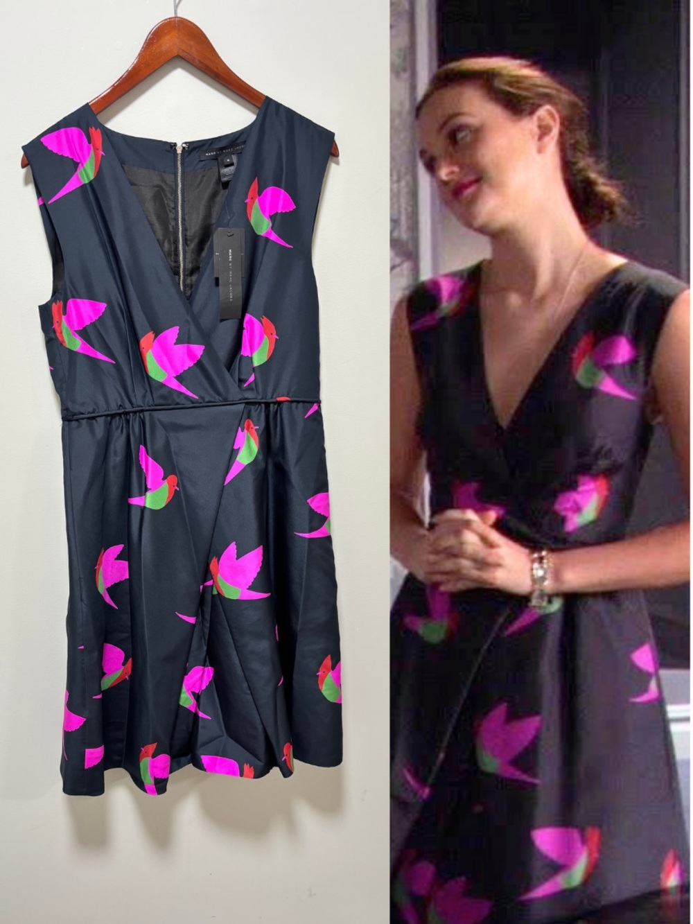 ASO Blair Waldorf in Gossip Girl NWT Marc by Marc Jacobs Bird Print Dress Size 6 - Picture 2 of 9